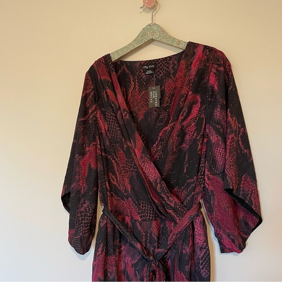 NWT City Chic Garnet Slither Surplice Wrap Dress - Picture 3 of 6
